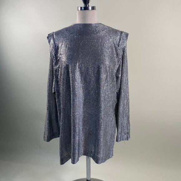 Vintage 70s silver rock & roll metallic top - Picture 1 of 6